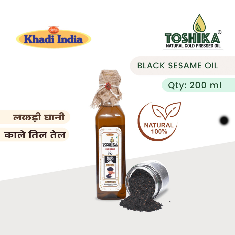 Cold Pressed Black Sesame Oil 200 ML | 100% Pure Kachi Ghani Wood Pressed Sesame Oil Cold Pressed Toshika Natural Cold Pressed Oil