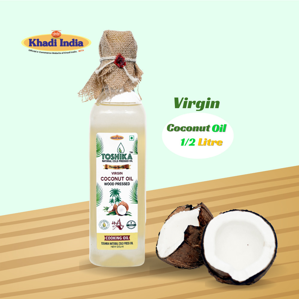 Cold Pressed Coconut Oil 1/2 Litre | 100% Pure Kachi Ghani Wood Pressed Coconut Oil Cold Pressed Toshika Natural Cold Pressed Oil