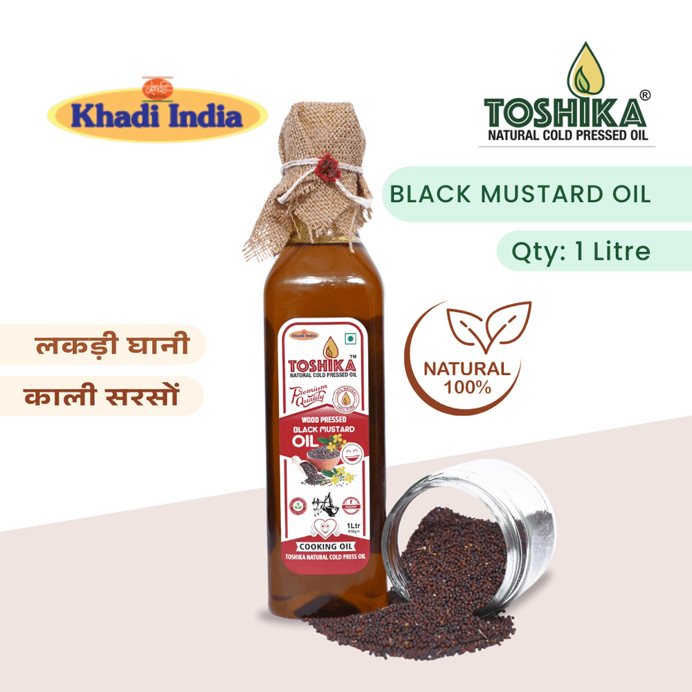 Cold Pressed Black Sesame Oil 1 Litre | 100% Pure Kachi Ghani Wood Pressed Sesame Oil Toshika Natural Cold Pressed Oil