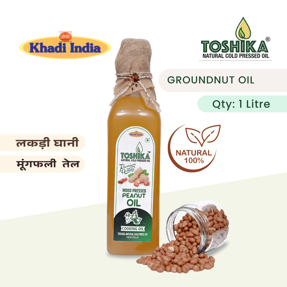 Cold Pressed Groundnut oil 1 Litre | 100% Pure Kachi Ghani Wood Pressed Peanut Oil Toshika Natural Cold Pressed Virgin Peanut oil