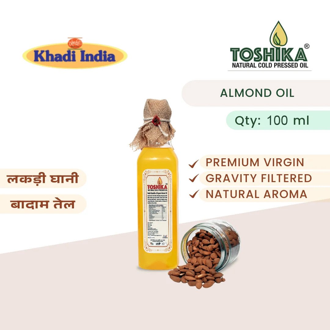 Edible Almond Oil Wood Pressed 100 ML Cold Pressed Toshika Natural