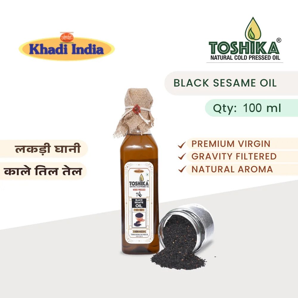 Cold Pressed Black Sesame Oil 100 ML | 100% Pure Kachi Ghani Wood Pressed Sesame Oil Cold Pressed Toshika Natural Cold Pressed Oil